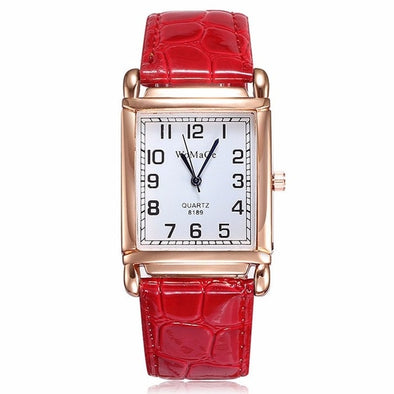 2019 New Watches Women Square Rose Gold Wrist Watches Red Leather Fashion Brand Watches Female Ladies Quartz Clock montre femme