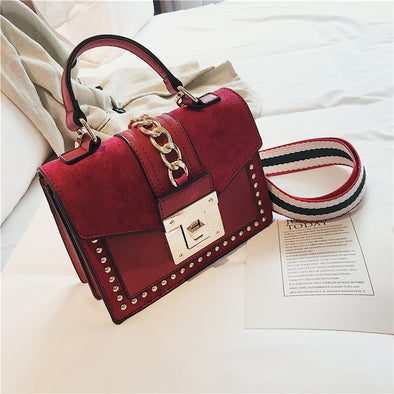 Hand Bags for Women 2020 Luxury Small Crossbody Bag Fashion Chain Rivet Handbags High Quality Pu Leather Ladies Shoulder Bag Red